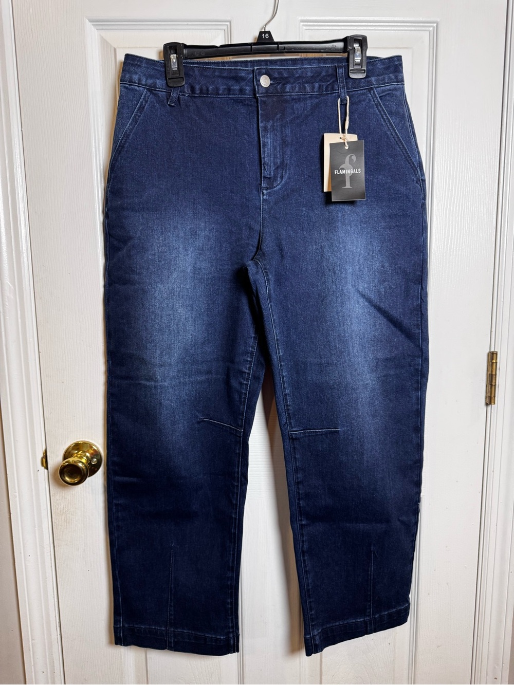 NWT Flamingals #73199 Dark Wash Barrel Leg Crop Jeans TikTok Size XL